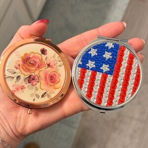 Floral and American Flag Compact Mirrors